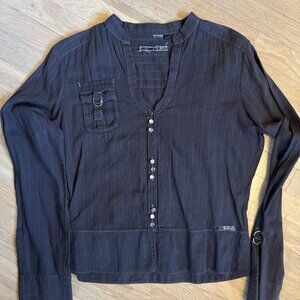 Like New Oakley V-Neck  Military Rocker Long Sleeve Shirt Womens Sz L